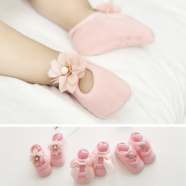 

Baby Shoes hole hollow out flowers baby socks dispensing floor antiskid infant socks lace bowknot children's Shoes