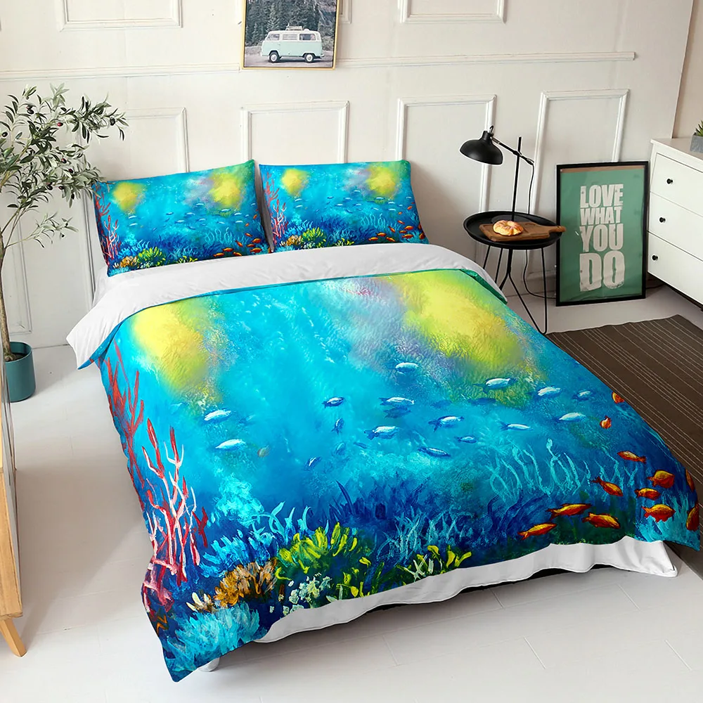 

Marine Life Series Bedroom Duvet Cover (including Pillowcase) Single/double Bed 2 / 3PS King Size Bedding Set