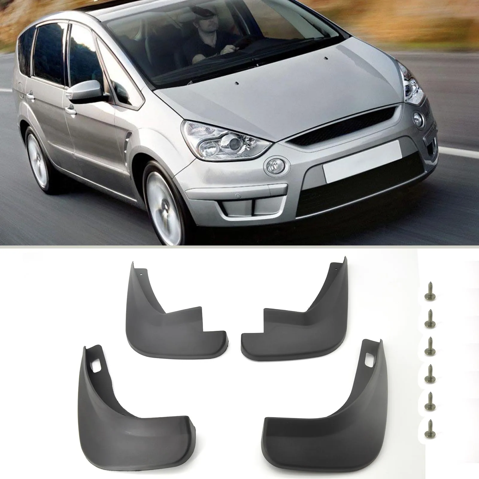 Molded Mud Flaps For Ford S-Max 2006 - 2015 Mudflaps Splash Guards Front Rear Mudguards 2007 2008 2009 2010 2011 2012