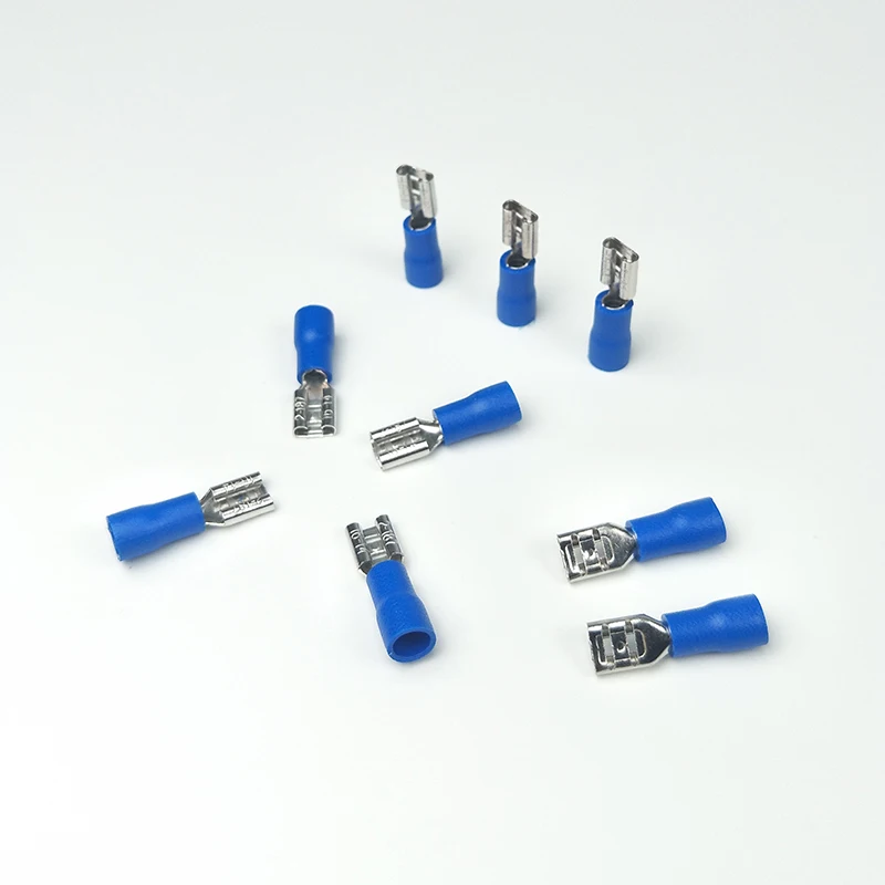 FDD2-187  4.8mm Female Spade Pre-Insulated Electrical Crimp Terminal Wire Connector 16-14AWG Blue 1000Pcs/Pack