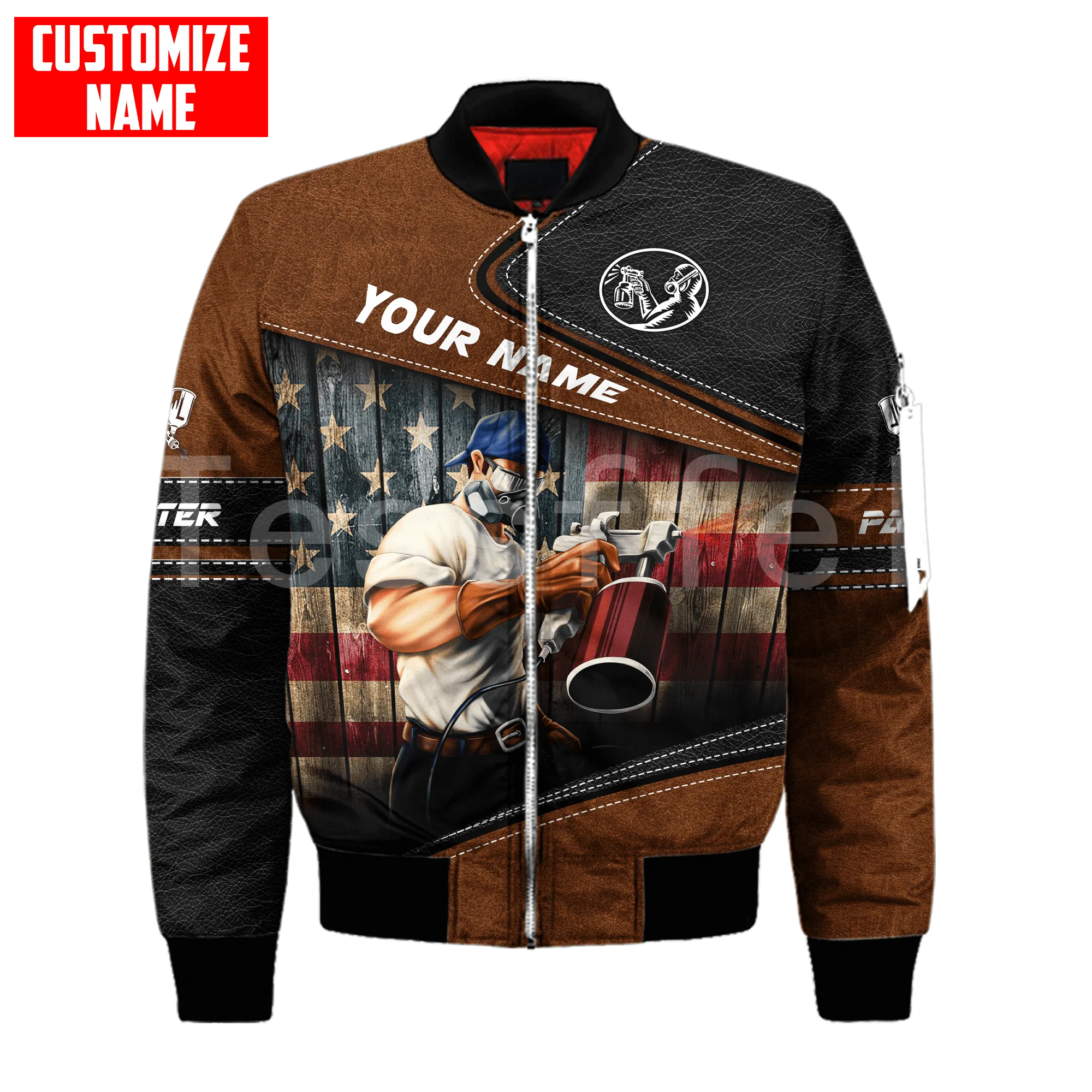 Tessffel Painter Worker 3D Printed 2022 New Fashion Bomber Jacket Winter Thick Men Zipper Oversize Casual Flight Coat Style-P35