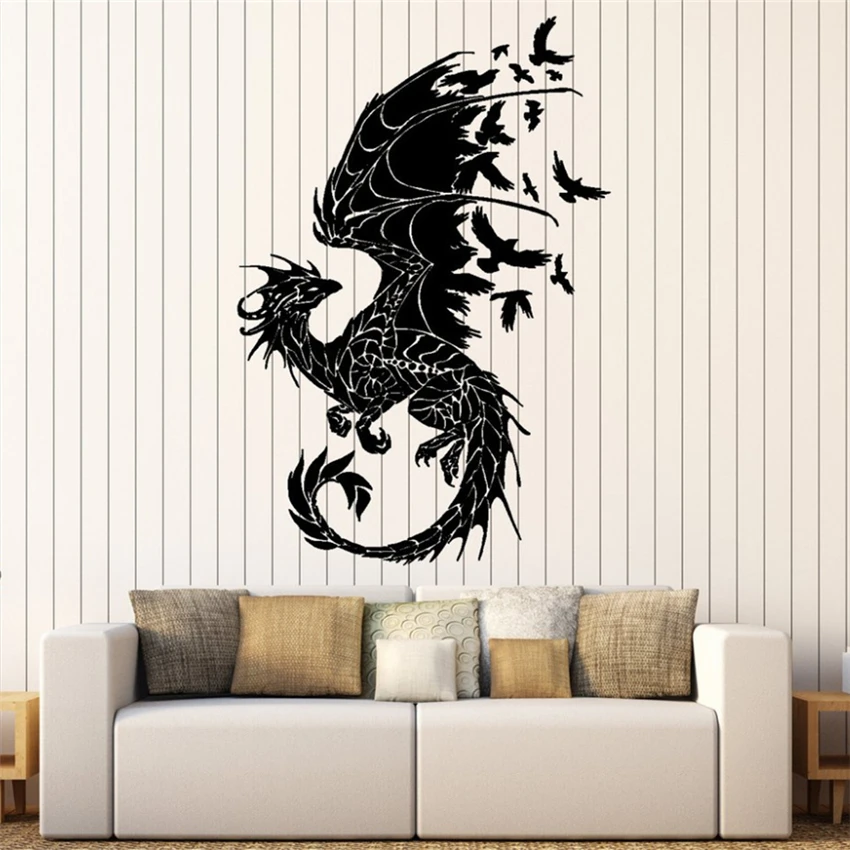 Dragon silhouette vinyl wall sticker abstract wall sticker decoration living room art decal Kids Room Wall Sticker