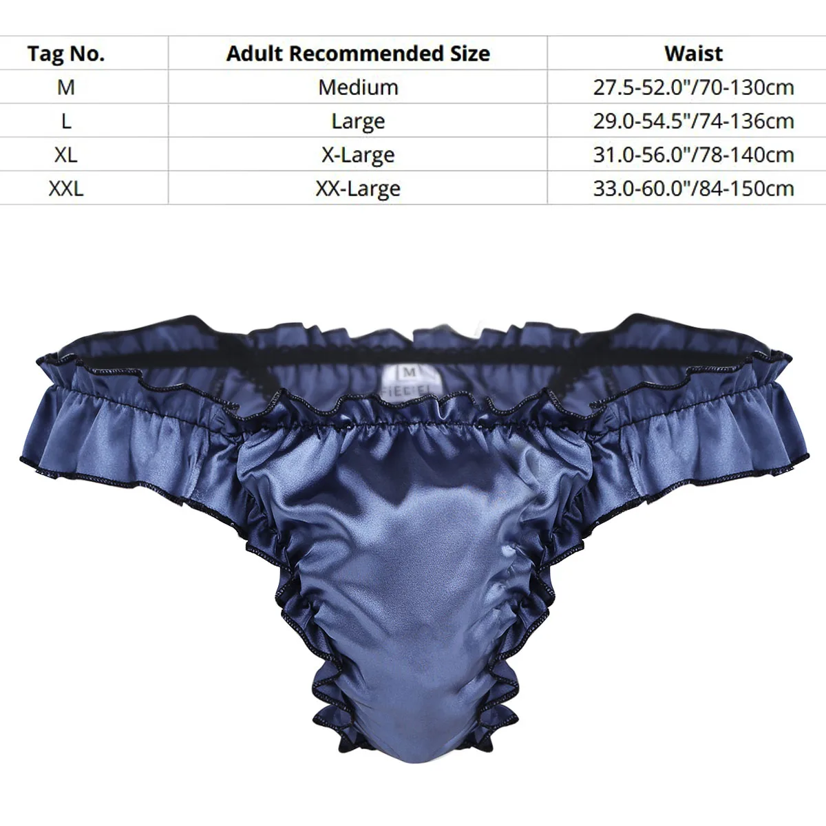 Men\'s Ruffled Panties Shiny Satin Sissy Lingerie Underwear Exotic G-string Ruffle Lace Briefs