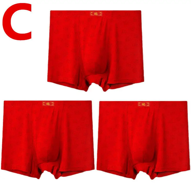 3 Pcs Big Size Underwear For Man Boy Boxer Briefs Panties Undies Underpant Knickers Red Color Undershorts 4XL 5XL 6XL 7XL 8XL