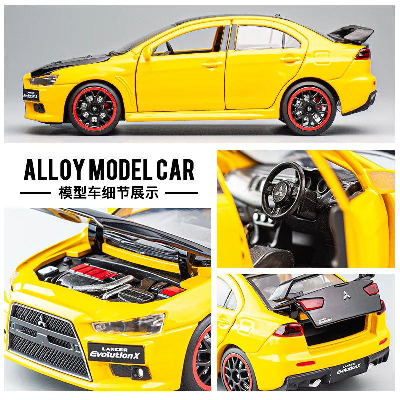 1:32 Mitsubishis Lancer Evo X 10 Alloy Racing Car Model Diecast Metal Toy Car Model High Simulation Sound and Light Kid Toy Gift