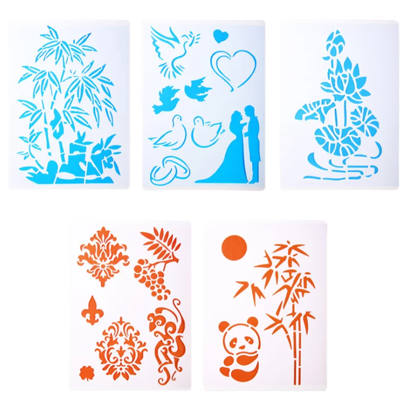 1pc Panda Bamboo Flower Stencil DIY Walls Layering Painting Template Decoration Scrapbooking Embossing  Supplies