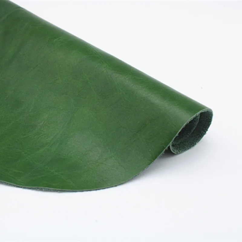 Custom-Made First Layer Cowhide Oil Wax Skin, Green Leather Sofa, Bedside Soft Bag Seat, Plain Soft Leather Fabric