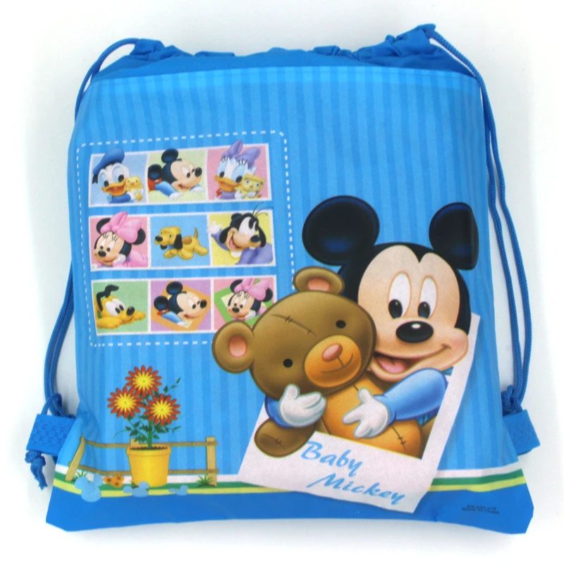 New Disney Mickey Minnie Mouse Non-woven Drawstring Backpack Gift Bag Storage Bag Kids Boy Girl favor school bags Party Supplies