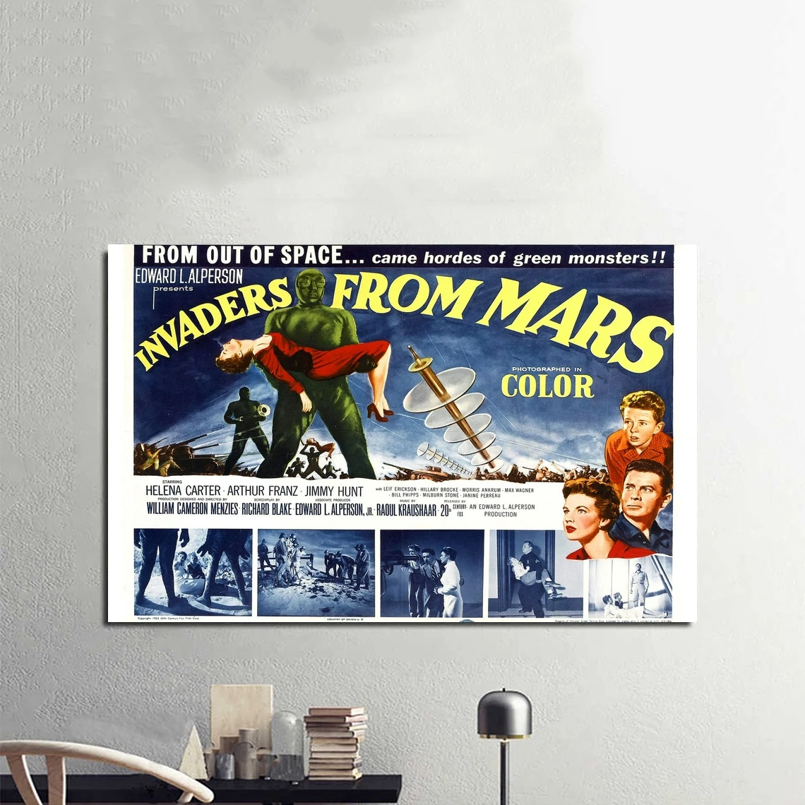 Invaders from Mars Movie Poster American SuperCinecolor science fiction film Decor Art Jimmy Hunt Helena Carter Poster Gift