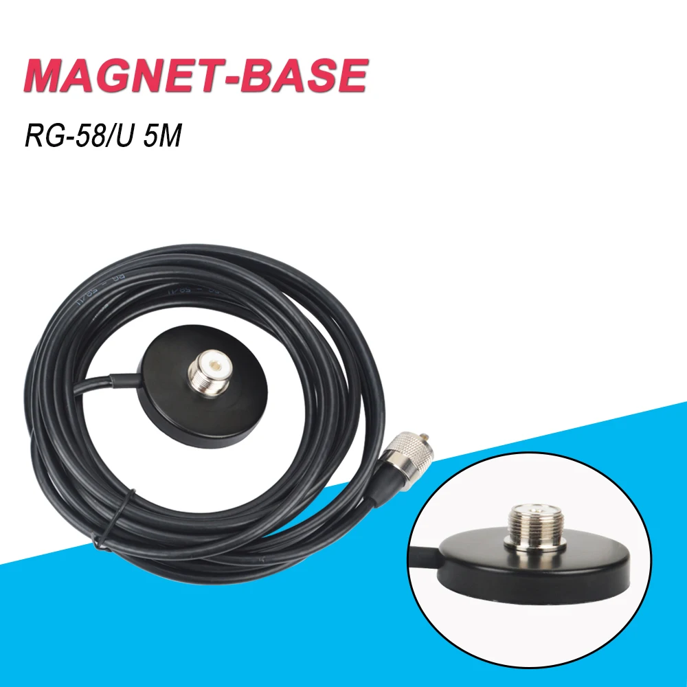 RG-58U PL259 diameter 55MM magnet 5M feeder cable PL259 Magnet mount Car antenna base for Car Radio KT-8900 KT8900 BJ-218