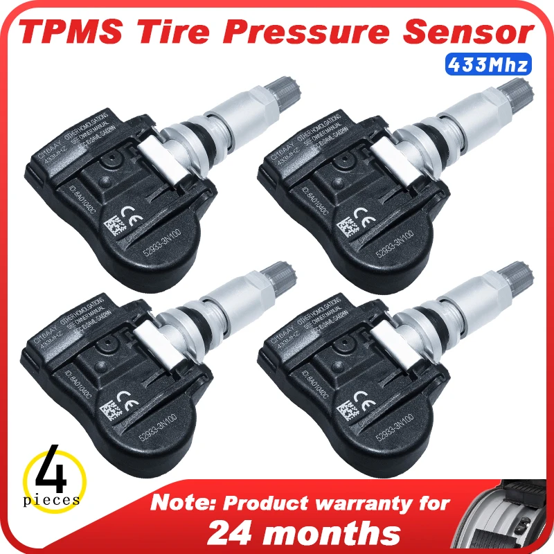 

4PCS Tire Pressure Sensor 529333N100 433mhz For Hyundai Accent/Creta/Elantra/Genesis Kia Cadenza/Carens/Optima/Rio/Sorento 2018-