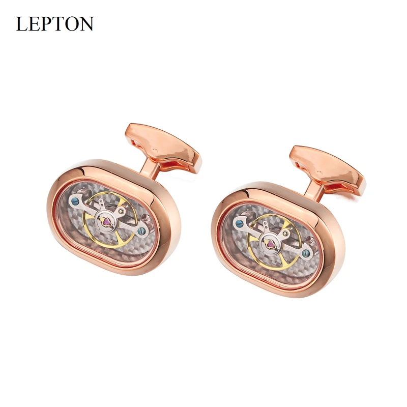 

Lepton Movement Tourbillon Cufflinks For Mens Wedding Groom High Quality Mechanical Watch Steampunk Cuff Links Relojes Gemelos