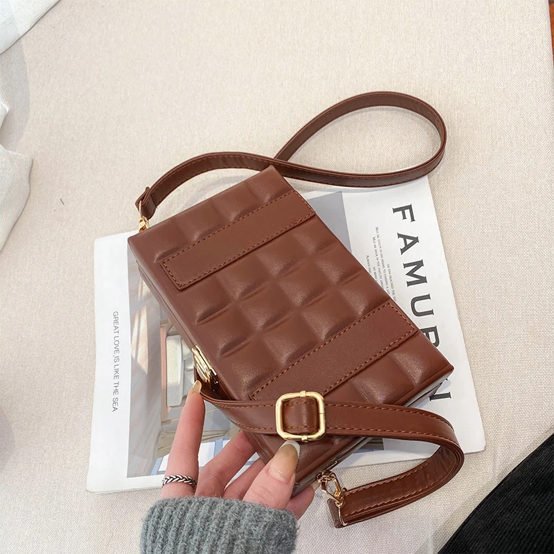 Box Design Small Crossbody Bag Shoulder Bag for Women 2021 Casual Clutch Bag Designer Bag Female Purses and Handbags Pu Leather