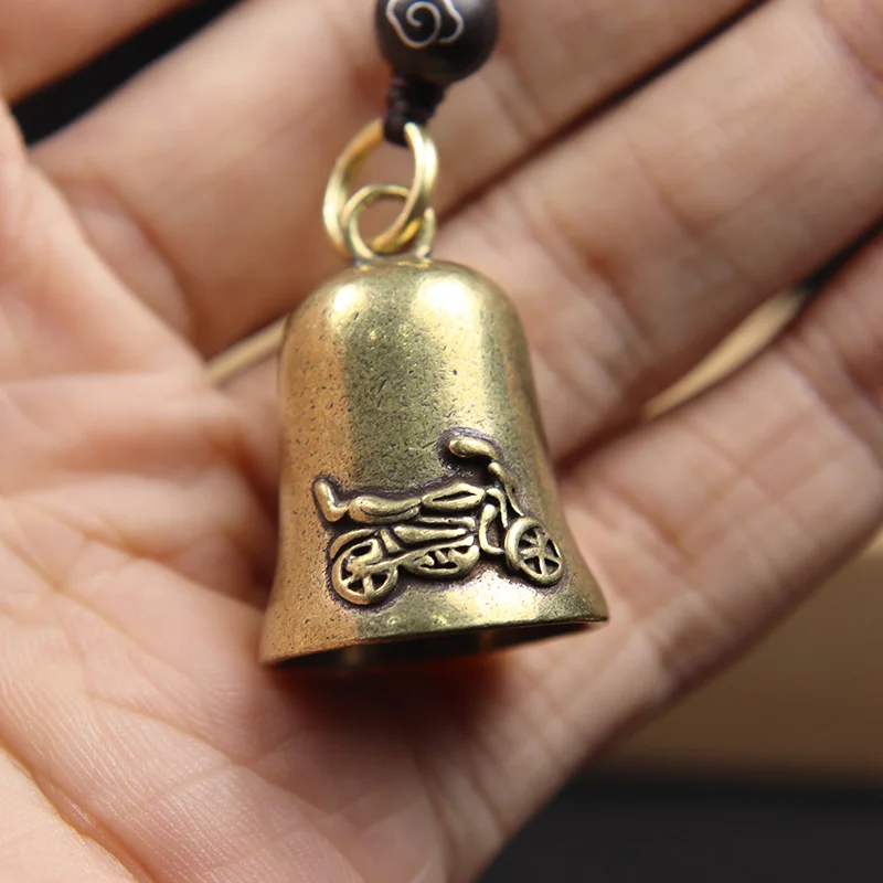 Brass Motorcycle Carved Bell Creative Charms Jewelry Locomotive Men Women Car Keyring Pendant Trinkets Gift Retro Keychain Decor