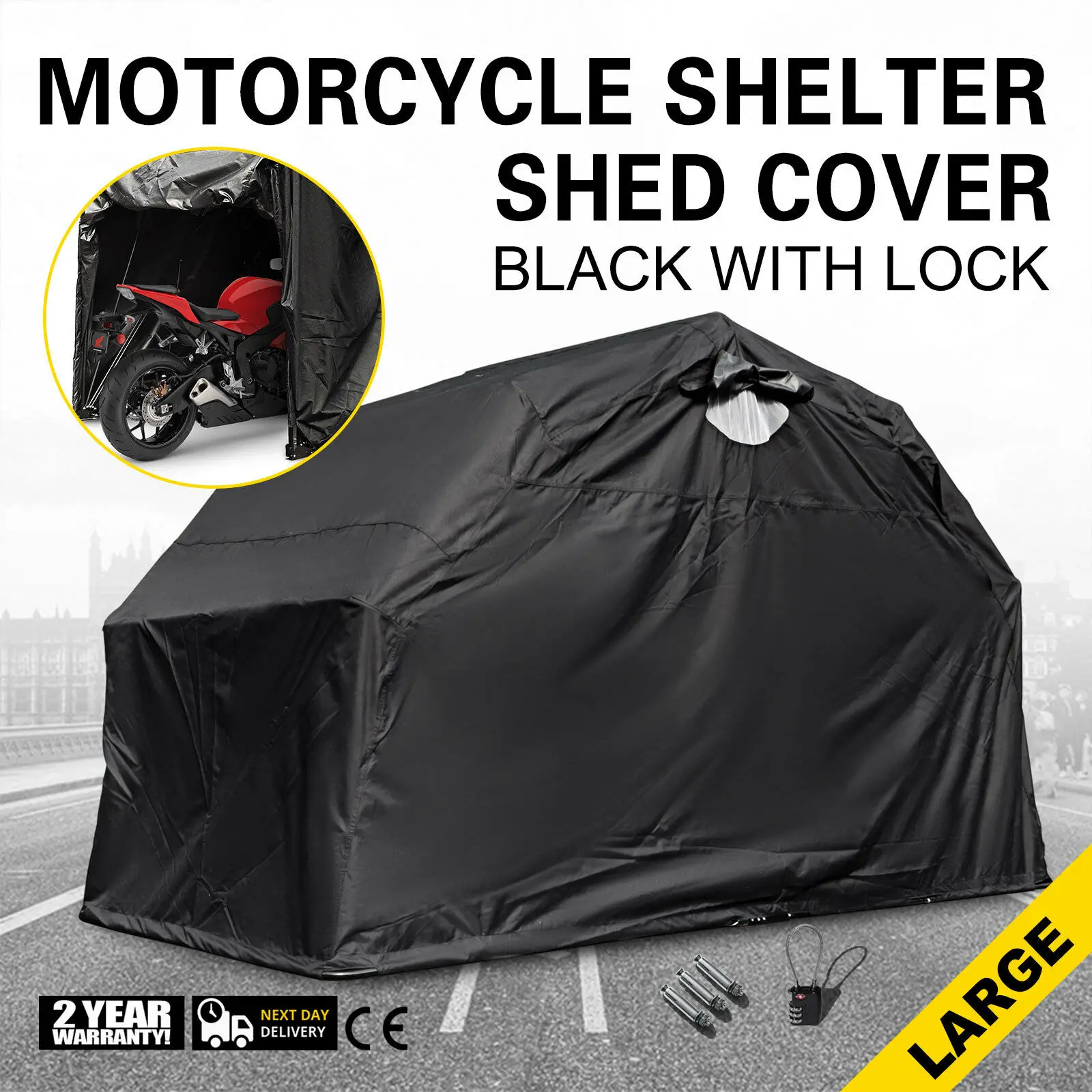 VEVOR Heavy Duty Large Motorcycle Shelter Shed Cover Storage Tent Secure Safe Superior