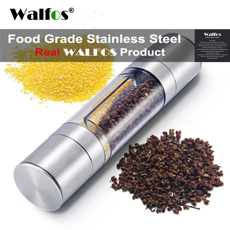 

Walfos Pepper Grinder 2 In 1 Stainless Steel Manual Salt Pepper Mill Seasoning Kitchen Tools Grinding For Cooking Restaurants