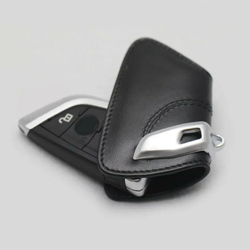 1Pcs Black Leather Style Car Smart Key FOB Cover Case Holder Shell Skin For BMW F15 F16 F48 5/7 Series F10 520li Accessories