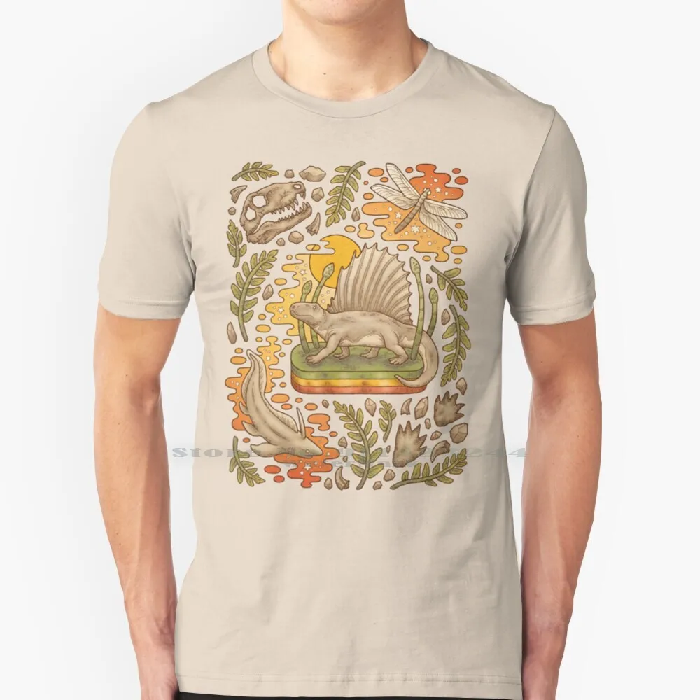 Daydream Dimetrodon | Natural History Art | Permian Prehistoric Life 100% Cotton T Shirt Dimetrodon Natural History Dragonfly