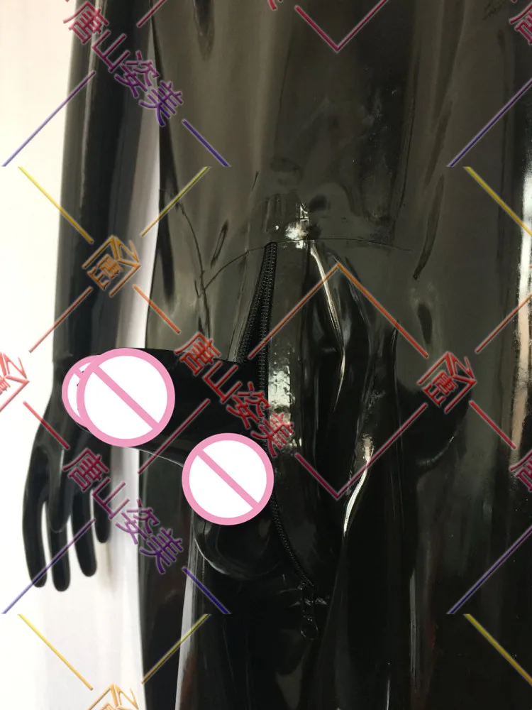 Catsuit de látex masculino com luvas nos dedos do pé ZIP Pênis HIDDEN SHEATH ZIP traseiro