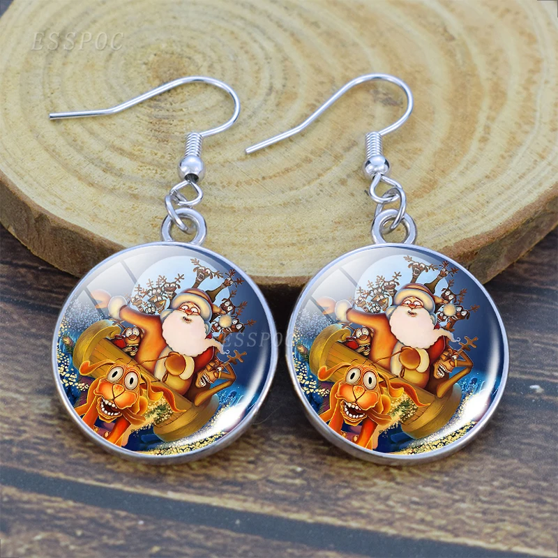 Picture 4: Christmas Earrings Santa Claus Snow House Dangle Earrings Picture Glass Cabochon Drop Earrings for Women New Year Jewelry Gifts