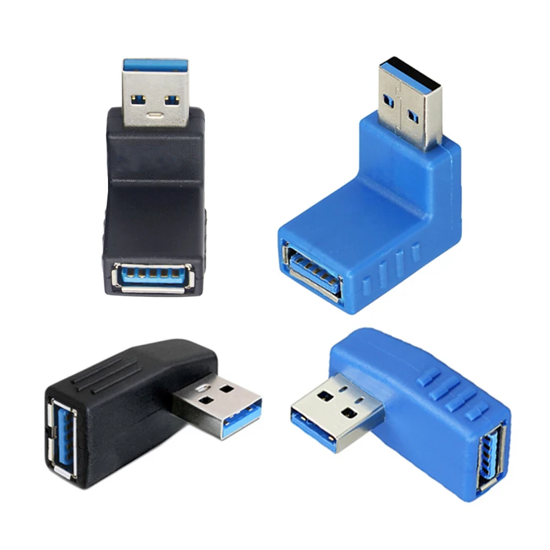 USB 3.0 Male to Female Adapter 90 Degree Vertical Right Angled  Converter Connector Plug Blue Black Color For Computer Laptop