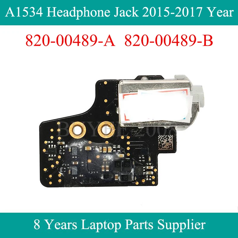 ของแท้ 12 "A1534 แจ็คหูฟัง 820-00489-A 820-00489-B 2015 2016 2017 ปีสำหรับMacbook Air A1534 Boardพอร์ต