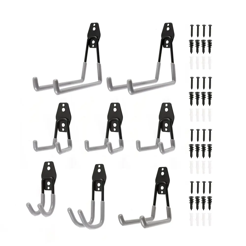 

8 Pcs Warehouse Garage Storage Hook Heavy Duty Iron Hooks Wall Mounted w/ Screws Kitchen Rack For Power Tools Ladder Bikes Bulk