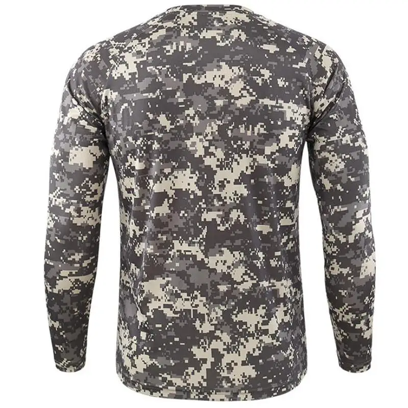 New Outdoor Quick Dry T Shirt Men Tactical Camouflage Long Sleeve Round Neck Sports Tshirt Camo Funny 3D Camouflage T-shirt