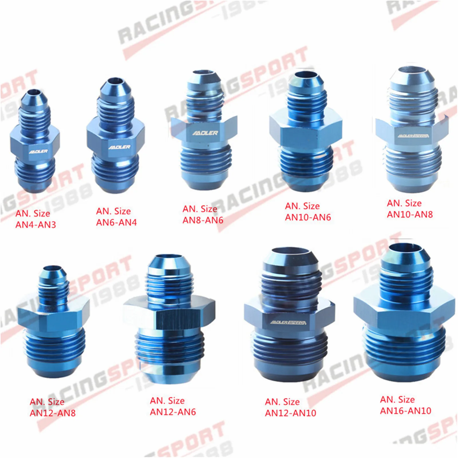 

AN4 AN6 AN8 AN10 AN12 AN16 Aluminum Straight Reducer Adapter Adaptor Fittings Blue