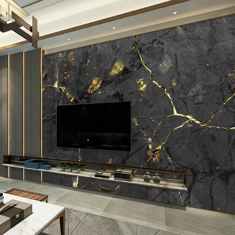 

Custom 3D Mural Wallpaper Luxury Black Golden Marble Pattern Photo Living Room Sofa TV Background Waterproof Papel De Parede 3D