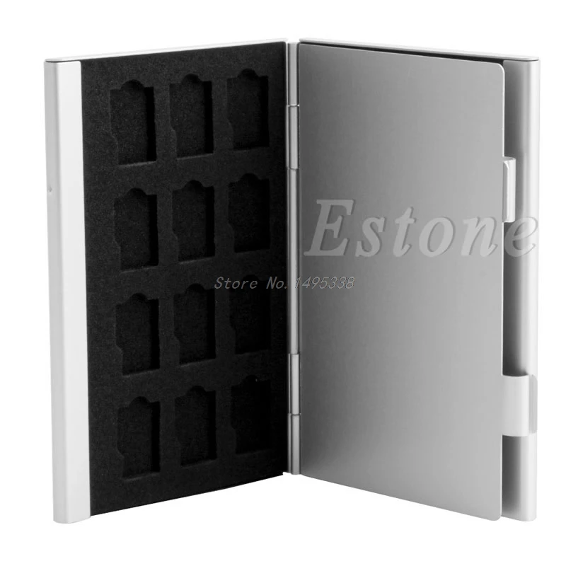 Silver Aluminum Memory Card Storage Case Box Holder For 24 TF Micro SD Cards Whosale&Dropship