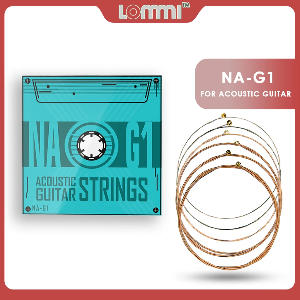 

LOMMI 6pcs/1set Acoustic Guitar Strings Tension.010-.050 Phosphor Bronze Rustproof Coating Durable Use Clear Tone Soft Strings