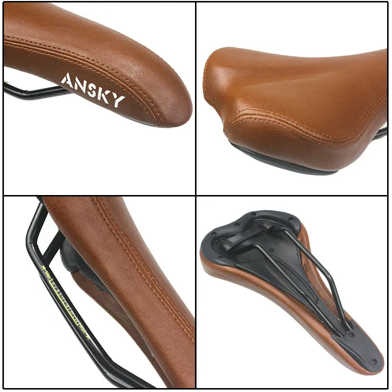 Bicycle Saddle Vintage Bike Seat Cycling Saddle Retro Custion Road Bike MTB Saddle Classic PU Leather Brown Bike Seat Bike Parts