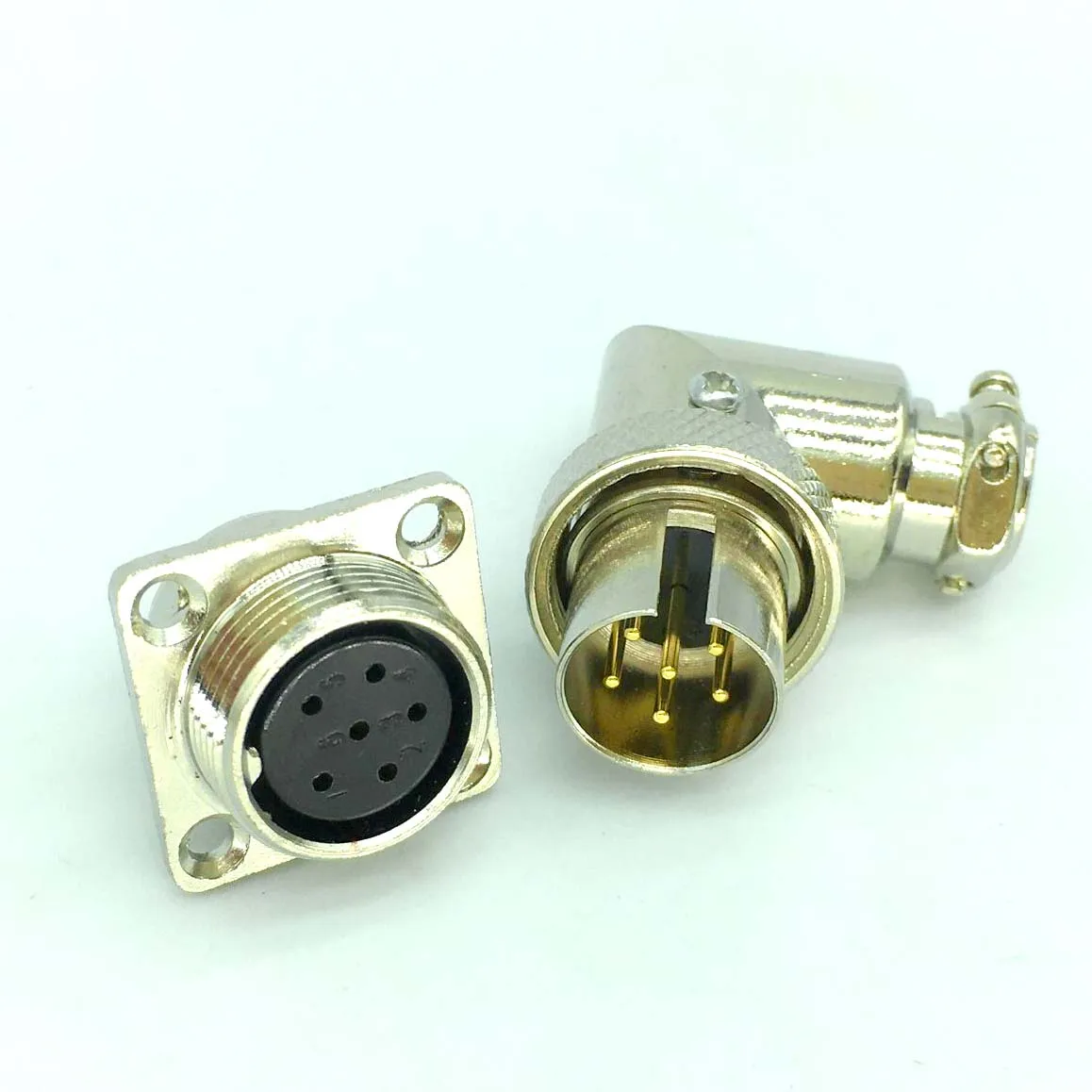 Quadrato dorato 2Pin 3Pin 4Pin 5Pin 6Pin 7Pin 8 Pin connettore pannello filo GX16 presa ad angolo retto presa aeronautica assemblaggio invertito