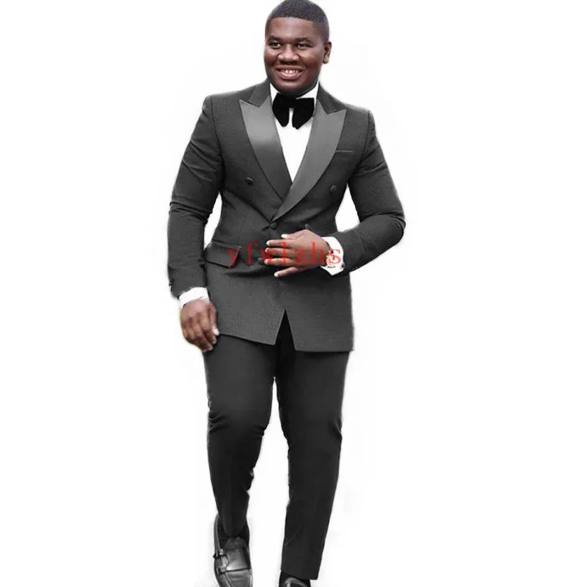 

Handsome Groomsmen Double-Breasted Groom Tuxedos Wedding Dress Men Suits Blazer Prom Dinner (Jacket+Pants+Tie) K291