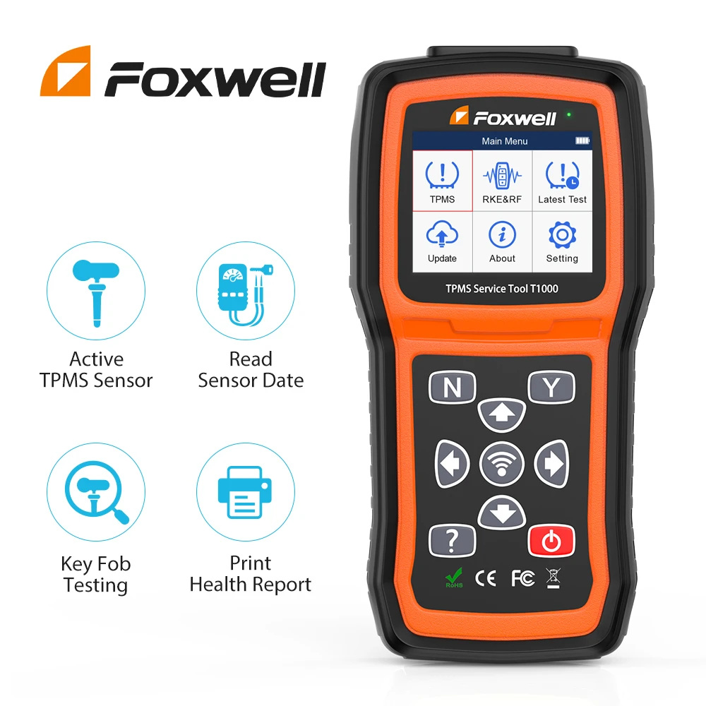 Foxwell T1000 Car TPMS Activation Programming Tool TPMS Sensors FOB Tyre Pressure Monitoring System Check OBD2 Tester Detector