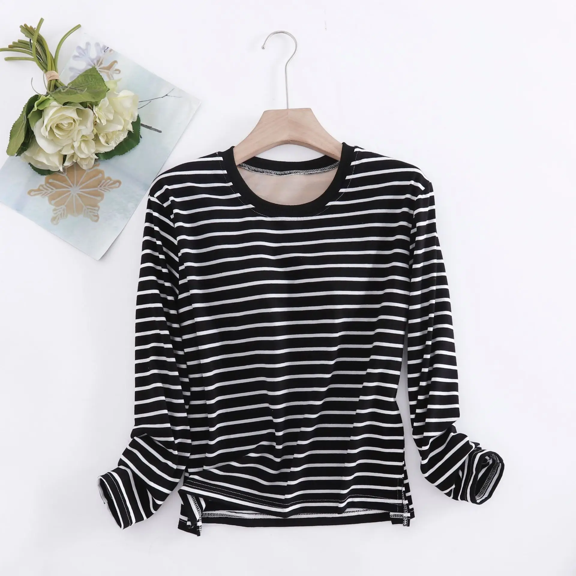 

Fdfklak новая полосатая хлопковая одежда для сна, женская цельная пижама большого размера с нагрудником, весенне-осенняя рубашка с длинными рукавами, топы для сна