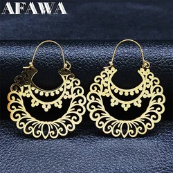 Stainless Steel Particular Earrings for Women Gold Color Big Flower Circle Earrings Boho Jewery aretes de mujer modernos