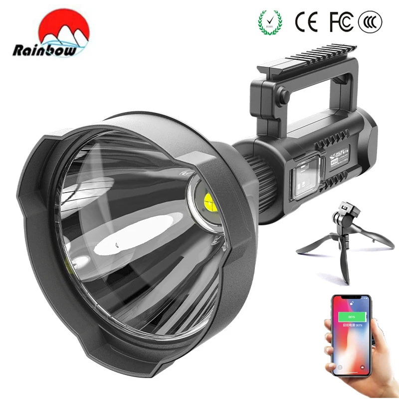 Powerful LED Flashlight Portable XHP70 Spotlights USB Rechargeable Searchlight Mountable Bracket Torch Waterproof Biking Light