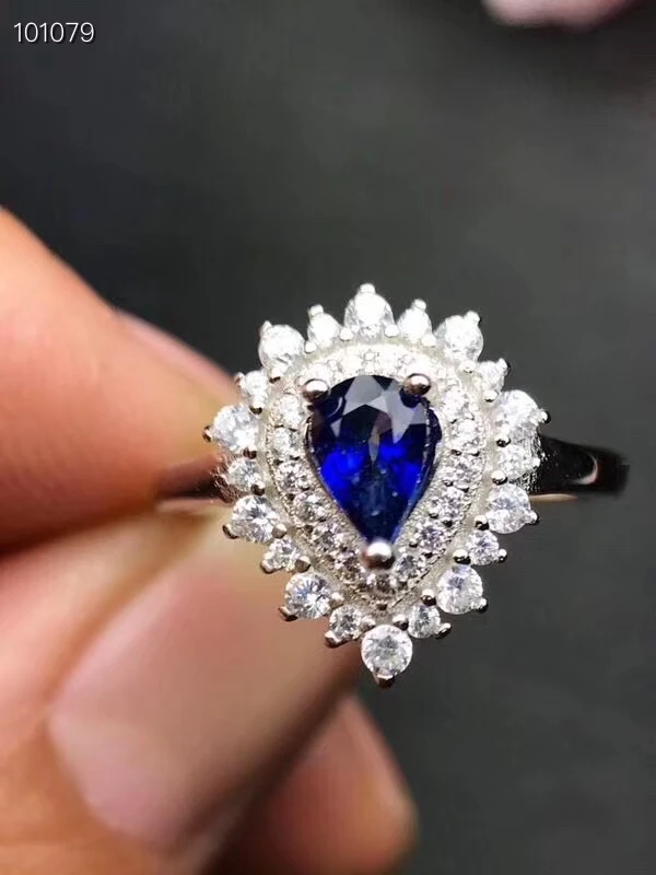 KJJEAXCMY boutique jewelry 925 sterling silver inlaid natural sapphire ring delicate ladies classic ring support testing