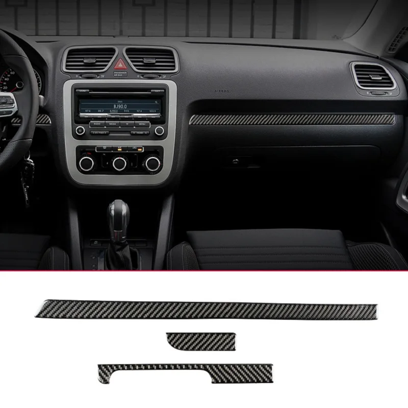 

Carbon Fiber Interior Car Dashboard Decoration Strip Car-Styling Sticker Accessories For volkswagen scirocco R LHD RHD 2009-2016