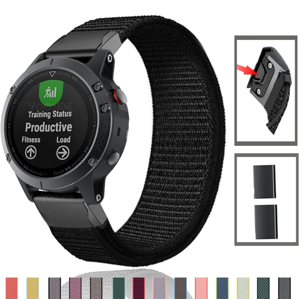 

Ремешок нейлоновый для Garmin Fenix 6 6X Pro Fenix 5 5X plus 3 3HR Forerunner 935 945 D2 Bravo быстросъемный браслет для смарт-часов, 22 мм 26 мм