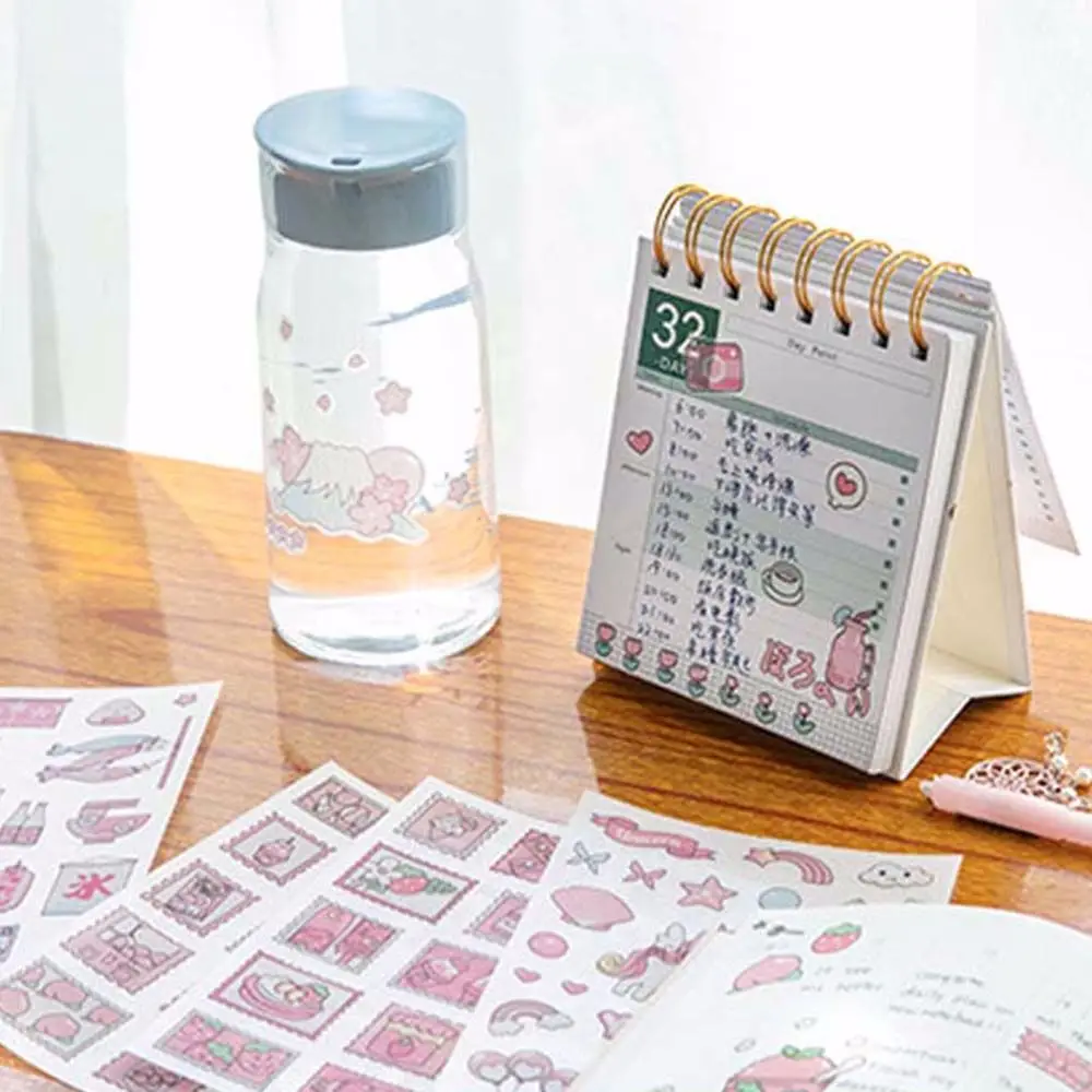 4PCS/Pack Stationery DIY Scrapbooking Pink Flash Point Sticker Cartoon School Supplies Frosted Sticker Hand Account Sticker