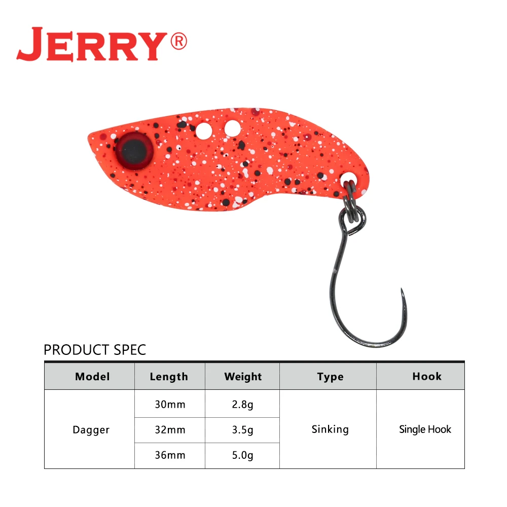 Jerry Dagger Micro Ultralight Vibration Fishing Lure Alloy Jig Light Rock Fishing 2.8g 3.5g 5g Sinking Blade VIB UV Coating Trou image 3