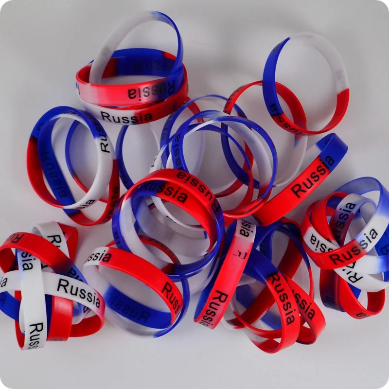 6x Russia National Team Football Soccer Basketball Silicone Bracelet Bangle Wristband Sport Fashion Jewelry Party Gift