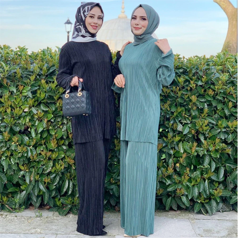 

Kaftan Arab Muslim Women Outfits Tukey Middle East Dubai Tops Pants Abaya Islamic Clothing Ramadan Eid Casual Dubai Spring Fall