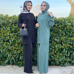 Kaftan Arab Muslim Women Outfits Tukey Middle East Dubai Tops Pants Abaya Islamic Clothing Ramadan Eid Casual Dubai Spring Fall