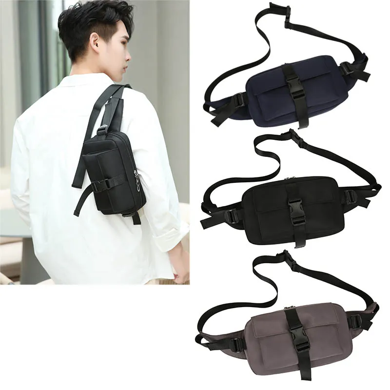 

Black Chest Bags Crossbody Pouch Unisex Sports Hip Belt Bag Waterproof Outdoor Phone Pouch Purse Men Travel Waist Pack