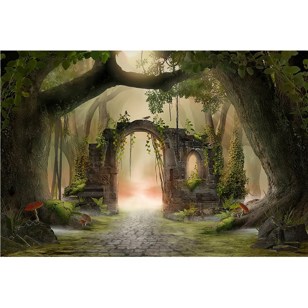 غامض خرافة الغابات خلفية ديكور الكرتون الغابة الغابات الأطفال كعكة عيد ميلاد سحق خلفية الطفل صورة الدعائم