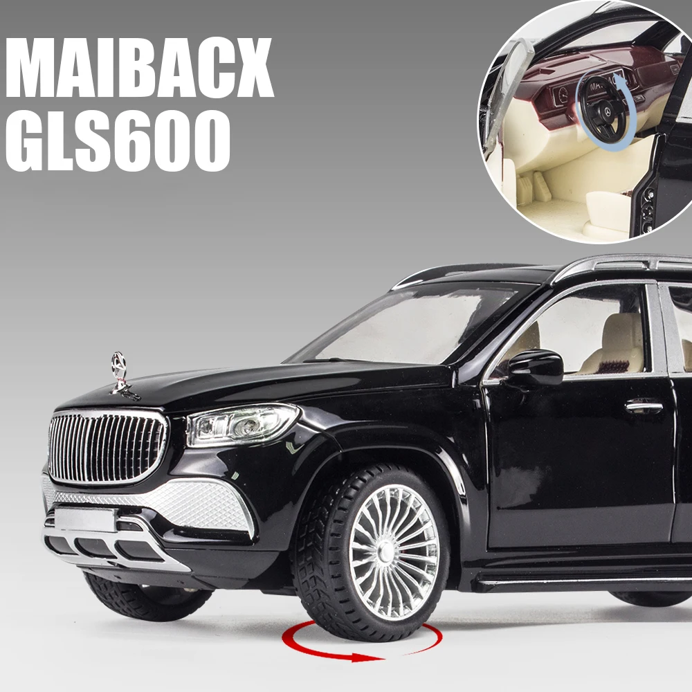 Mới 1:24 Maybach GLS600 Xe Thả Các Mô Hình Mô Phỏng Cao Xe Đồ Chơi Có Nhạc Có Đèn 6 Cánh Cửa Có Thể Mở Quà Tặng dành Cho Trẻ Em